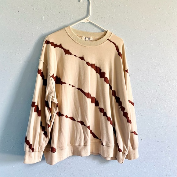 She and Sky brown and creme abstract sweatshirt - Picture 3 of 7
